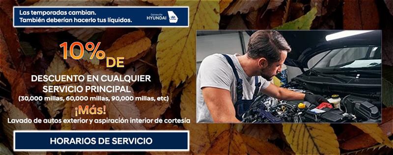 10 % de descuento en cualquier servicio importante 30 000 millas, 60 000 millas, 90 000 millas, etc.