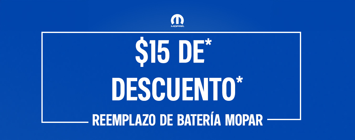 $15 de descuento en el reemplazo de batería Mopar