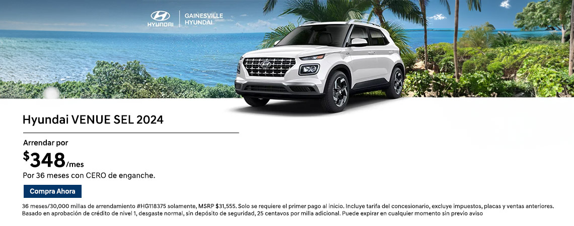 2024 Hyundai Venue SEL Arrendamiento por $348/mes