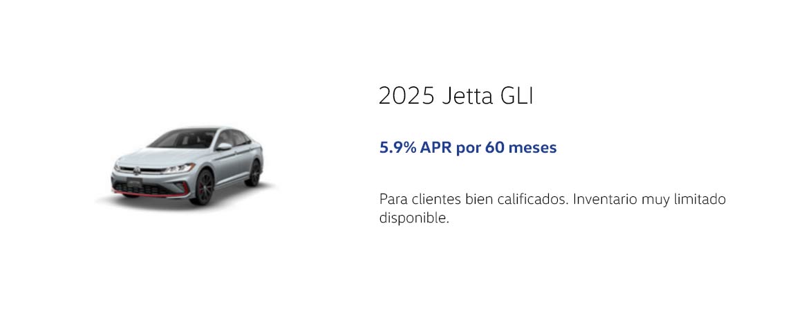 2025 Jetta GLI 5.9% APR por 60 meses