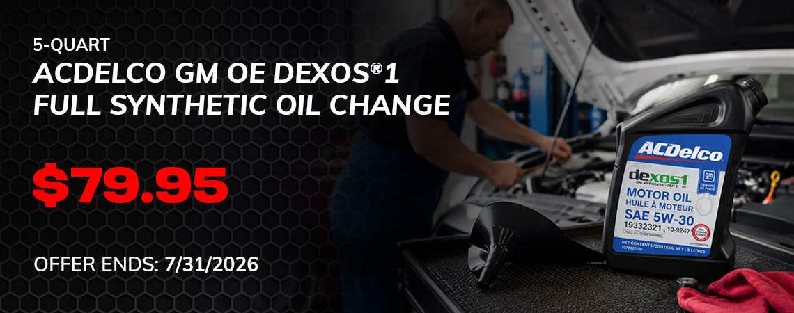 5-Quart ACDelco GM OE dexos®1 Full Synthetic Oil Change $79.95