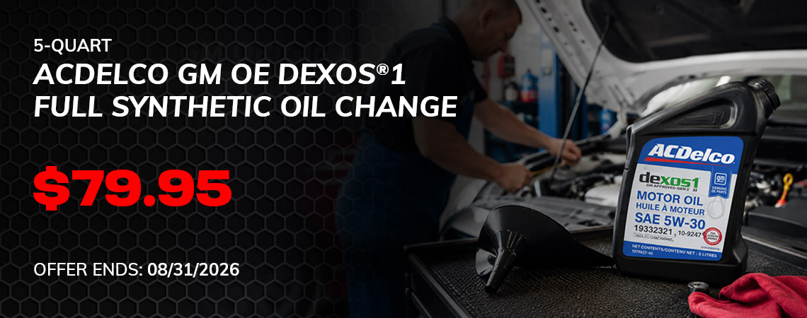 5-Quart ACDelco GM OE dexos®1 Full Synthetic Oil Change on most vehicles*