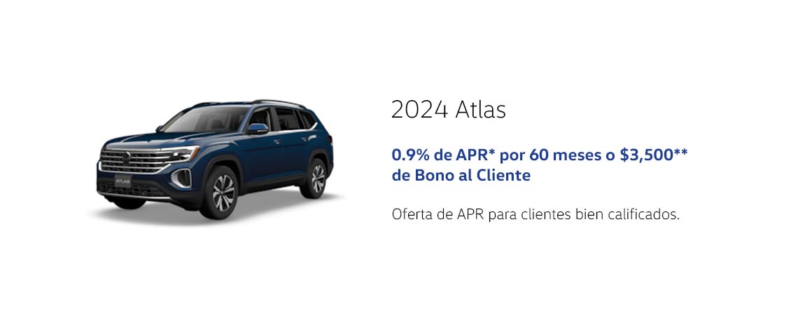 Atlas 2024: 0.9% APR* por 60 meses o Bono para el Cliente de $3,500**