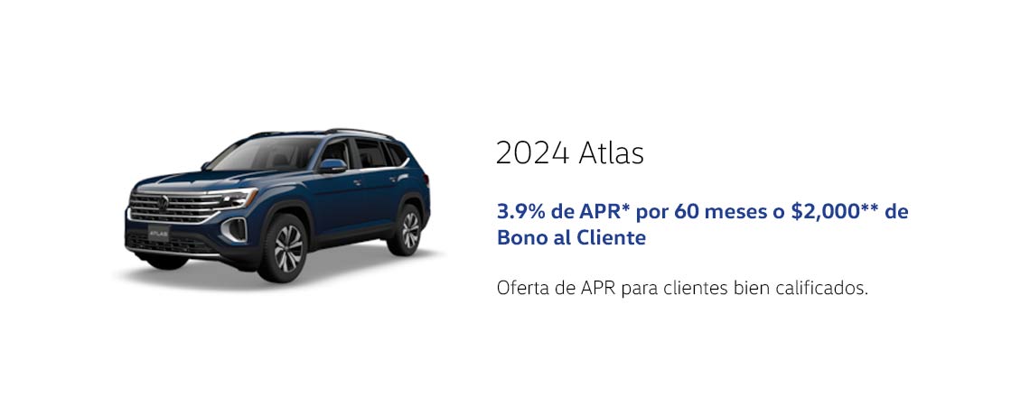 Atlas 2025: 3.9% APR* por 60 meses o Bono para el Cliente de $2,000**