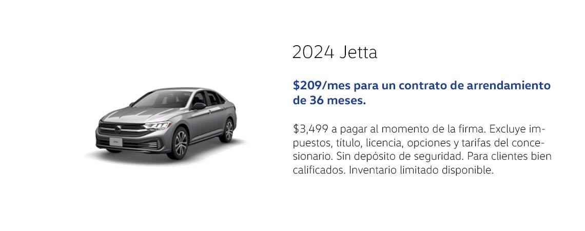 Jetta 2024 $209/mes por un arrendamiento de 36 meses