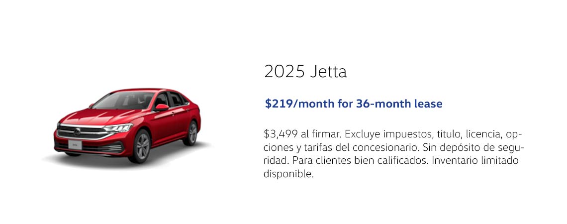 Jetta 2024: $219/mes por un arrendamiento de 36 meses