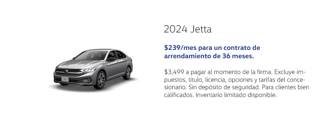 Jetta 2024 $239/mes por un arrendamiento de 36 meses