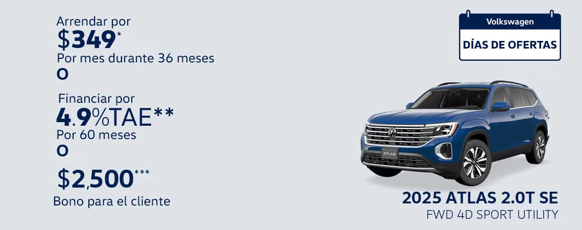 Nuevo Volkswagen Atlas 2.0T SE FWD 4D Sport Utility 2025