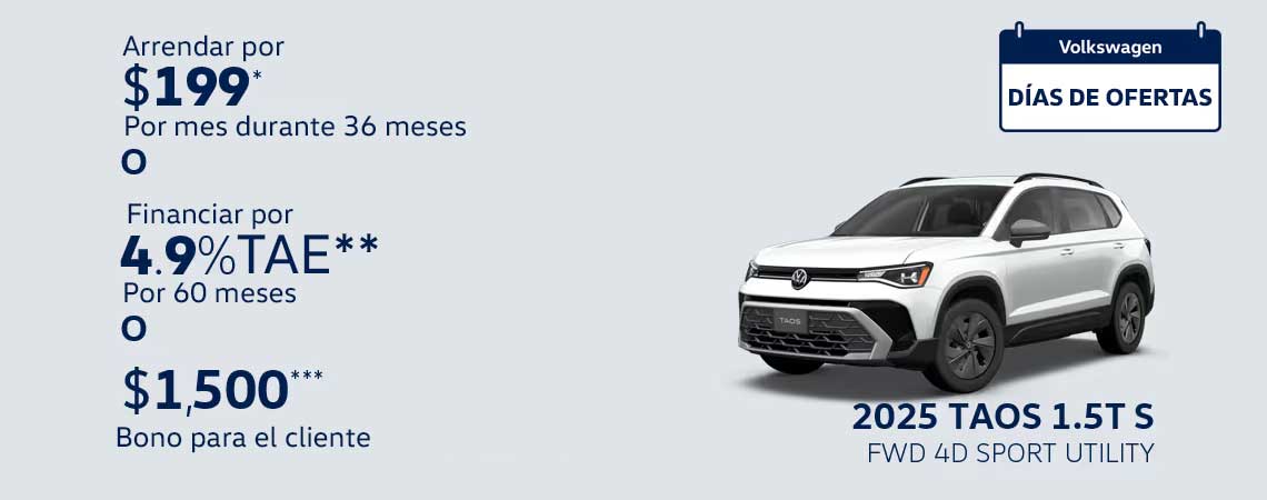 Nuevo Volkswagen Taos 1.5T S FWD 4D Sport Utility 2025