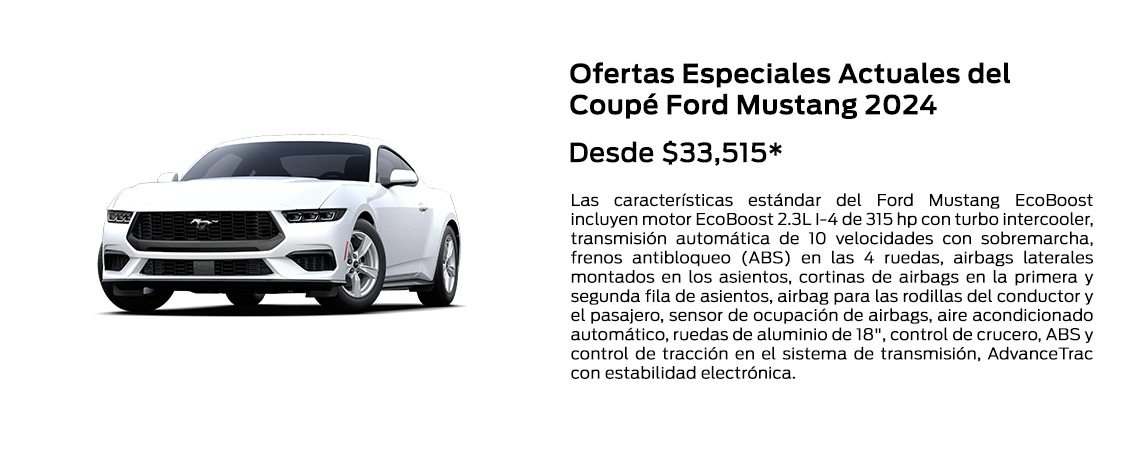 Ofertas especiales actuales del camión Ford Mustang Coupe 2024, desde $33,515*