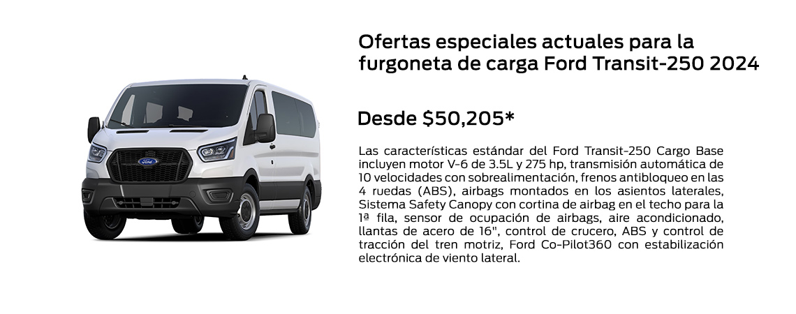  Ofertas especiales actuales del camión Ford Transit-250 Cargo Van 2024, desde $50,205*