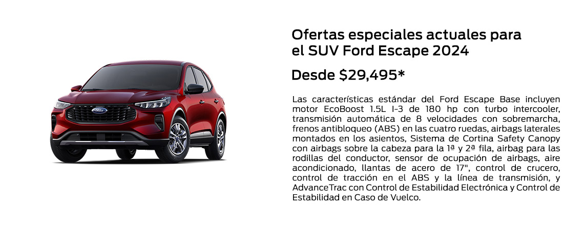 2024 Ofertas especiales actuales para la SUV Ford Escape A partir de $29,495*