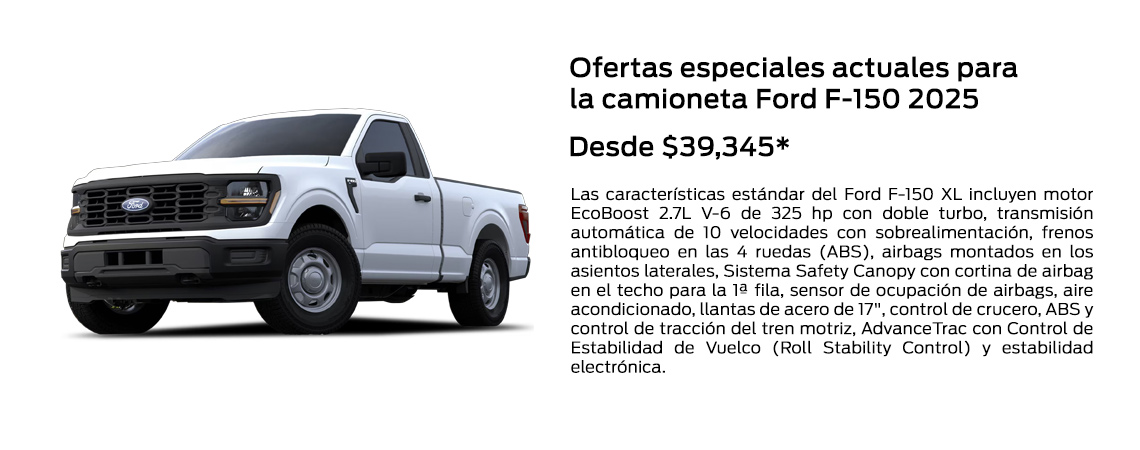 Ofertas especiales actuales para la camioneta Ford F-150 2024 A partir de $39,345*