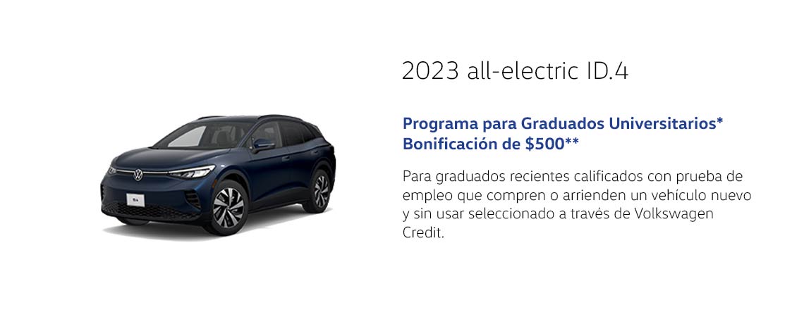 Programa para Graduados Universitarios ID.4 totalmente eléctrico 2023 Bono de $500*