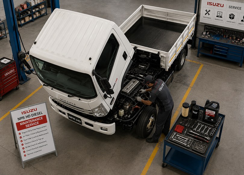 Technician inspecting the underside of a vehicle