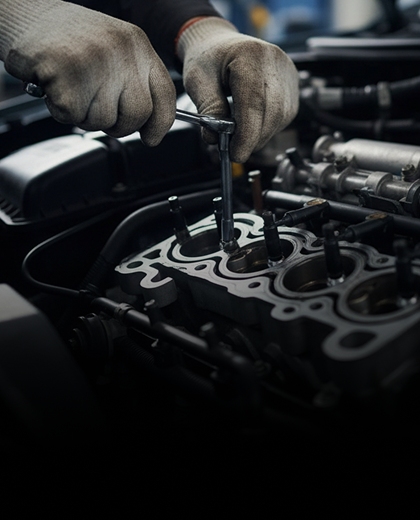 Technician working in the engine bay
